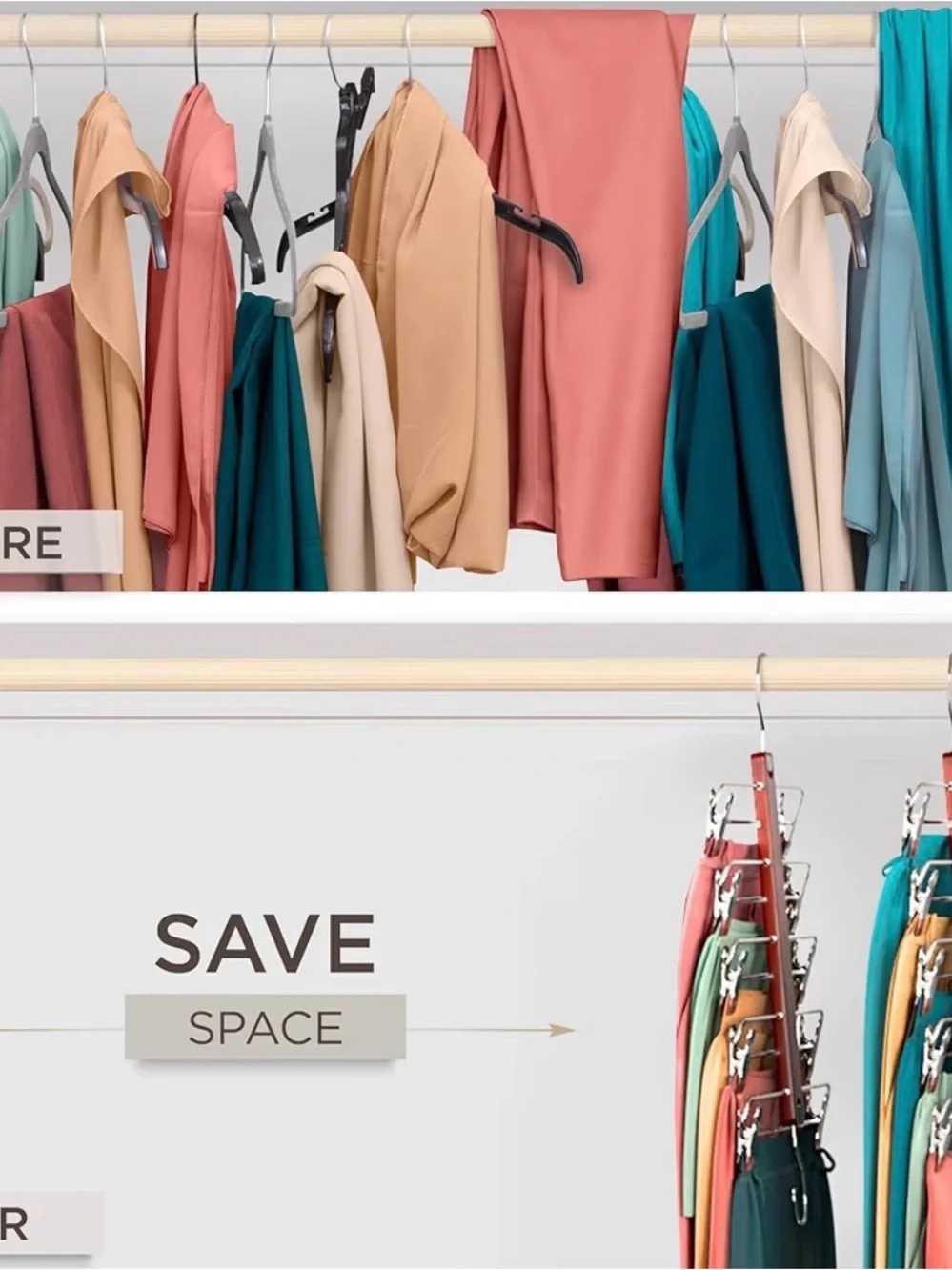 Moralve brown Space-Saving Multilayer Skirt Hanger